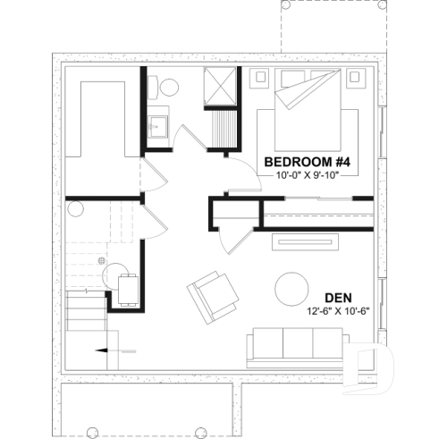 Finished basement (Optional $) - Small 2 story house plan with 3 to 4 bedrooms, laundry room on main floor, optional finished basement ($) - Ashland 2