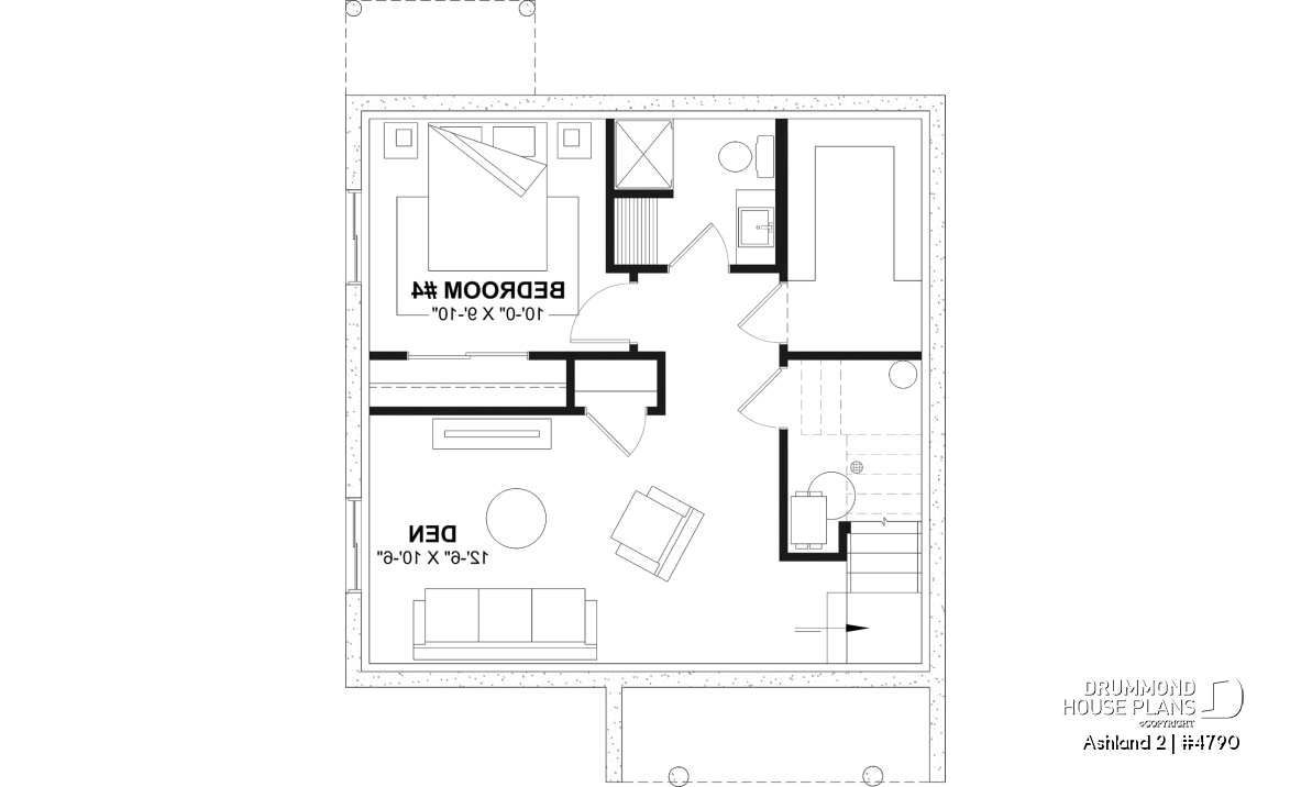 Finished basement (Optional $) - Small 2 story house plan with 3 to 4 bedrooms, laundry room on main floor, optional finished basement ($) - Ashland 2