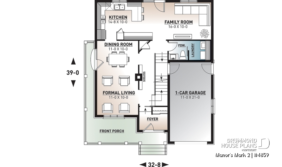 1st level - European 2 storey, 4 bedroom with wrap around porch and garage - Manor's Mark 2
