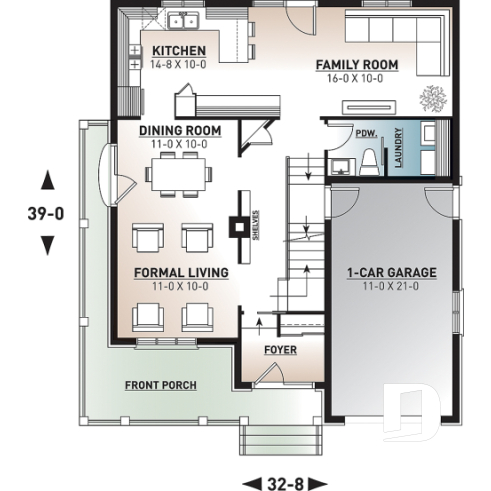 1st level - European 2 storey, 4 bedroom with wrap around porch and garage - Manor's Mark 2