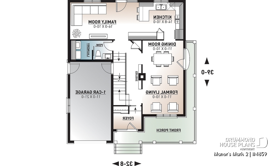 1st level - European 2 storey, 4 bedroom with wrap around porch and garage - Manor's Mark 2