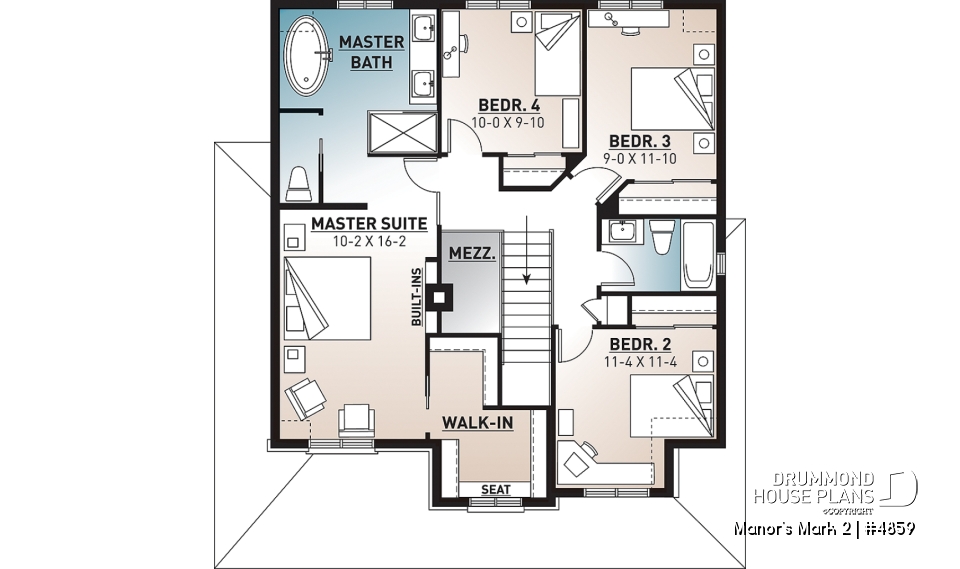 2nd level - European 2 storey, 4 bedroom with wrap around porch and garage - Manor's Mark 2