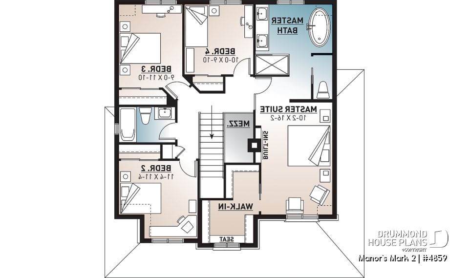 2nd level - European 2 storey, 4 bedroom with wrap around porch and garage - Manor's Mark 2