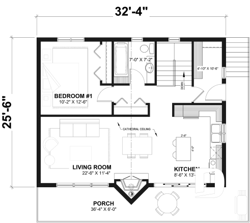 1st level - Ski chalet house plan with master on main level, 2 living rooms, 3 bedrooms, walkout basement, fireplaces - The  Skybridge 2