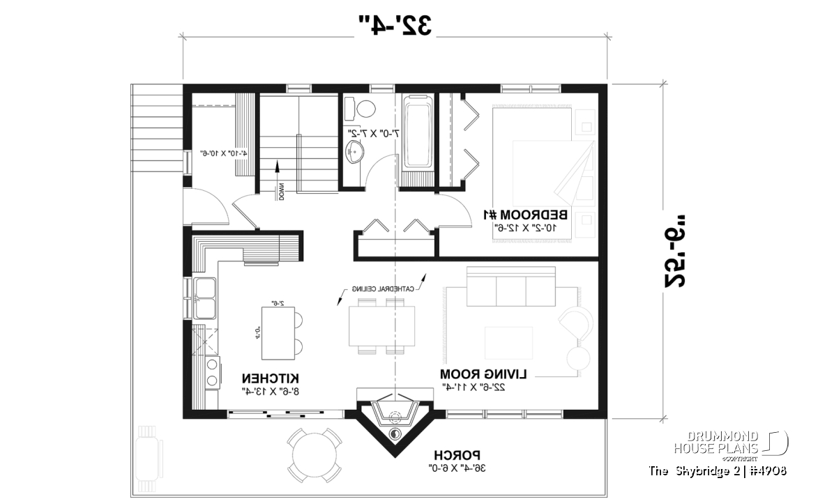 1st level - Ski chalet house plan with master on main level, 2 living rooms, 3 bedrooms, walkout basement, fireplaces - The  Skybridge 2