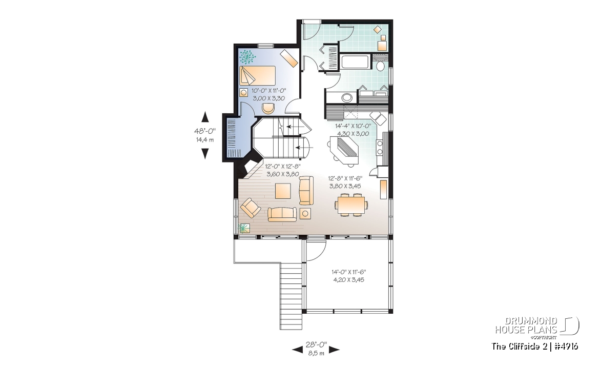 1st level - Great ski chalet with 3 bedrooms, country style cottage design, open floor plan concept and bug free deck - The Cliffside 2