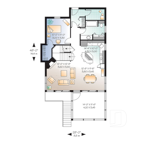 1st level - Great ski chalet with 3 bedrooms, country style cottage design, open floor plan concept and bug free deck - The Cliffside 2