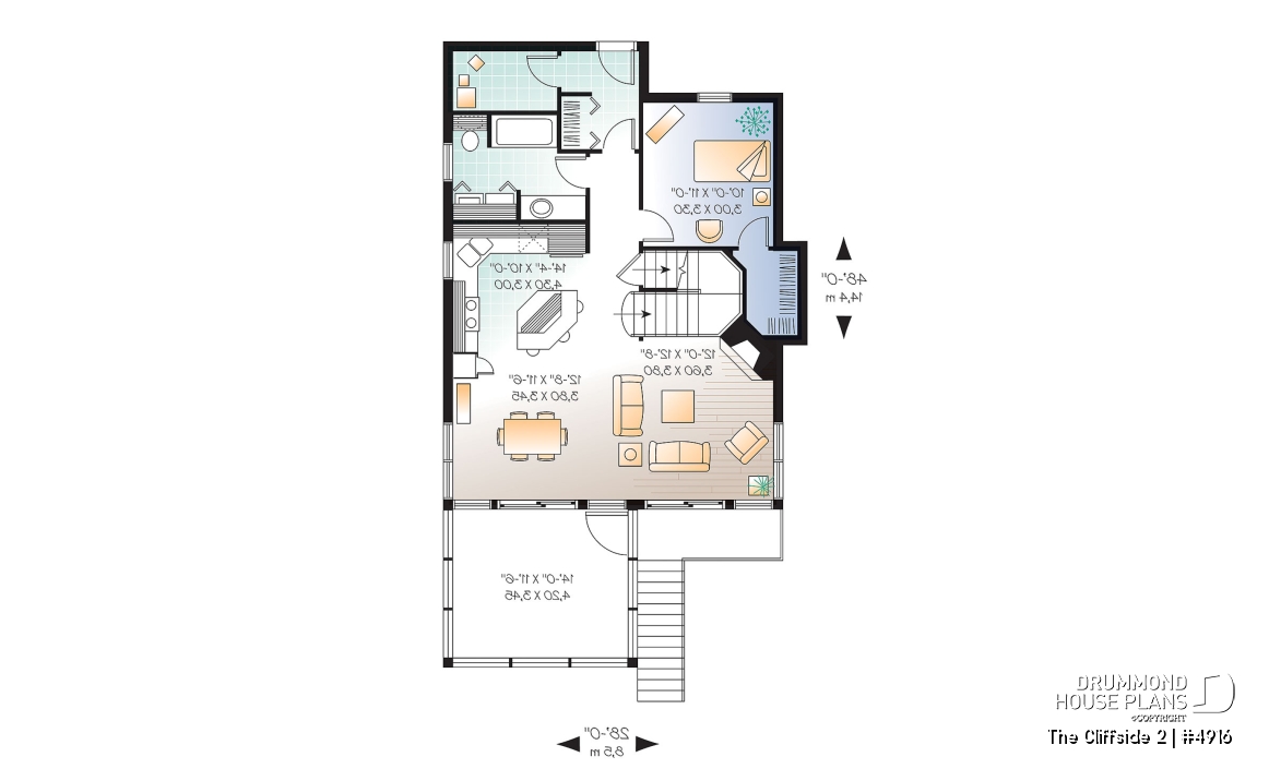 1st level - Great ski chalet with 3 bedrooms, country style cottage design, open floor plan concept and bug free deck - The Cliffside 2