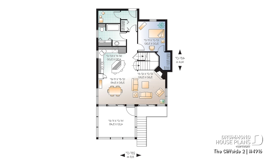 1st level - Great ski chalet with 3 bedrooms, country style cottage design, open floor plan concept and bug free deck - The Cliffside 2