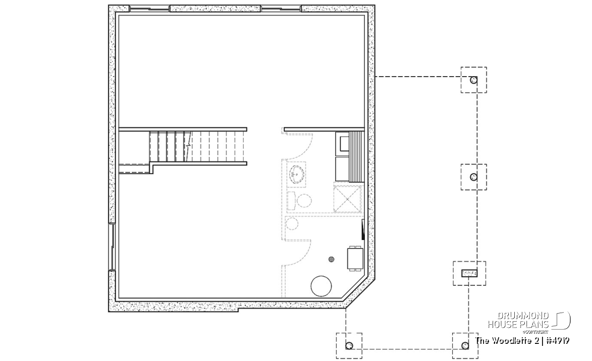 Basement - 2 to 3 bedroom affordable home plan, transitional home design, with mezzanine and open floor plan - The Woodlette 2