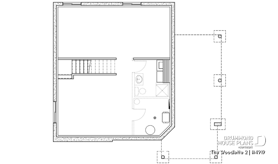 Basement - 2 to 3 bedroom affordable home plan, transitional home design, with mezzanine and open floor plan - The Woodlette 2