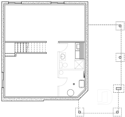 Basement - 2 to 3 bedroom affordable home plan, transitional home design, with mezzanine and open floor plan - The Woodlette 2