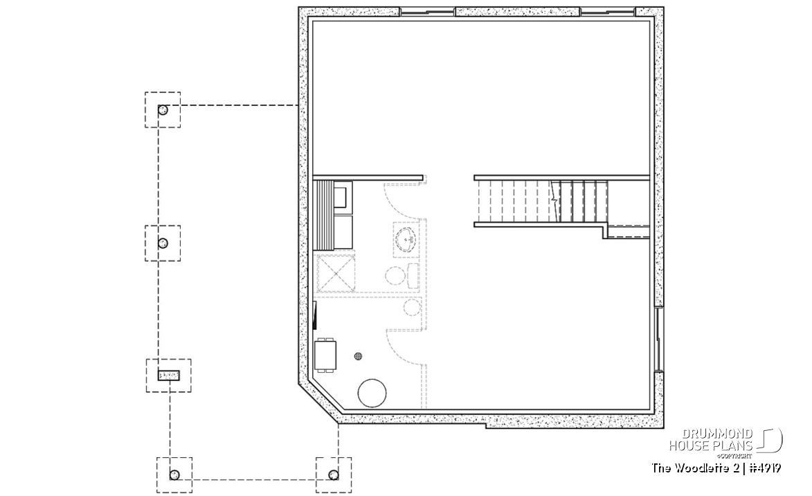 Basement - 2 to 3 bedroom affordable home plan, transitional home design, with mezzanine and open floor plan - The Woodlette 2