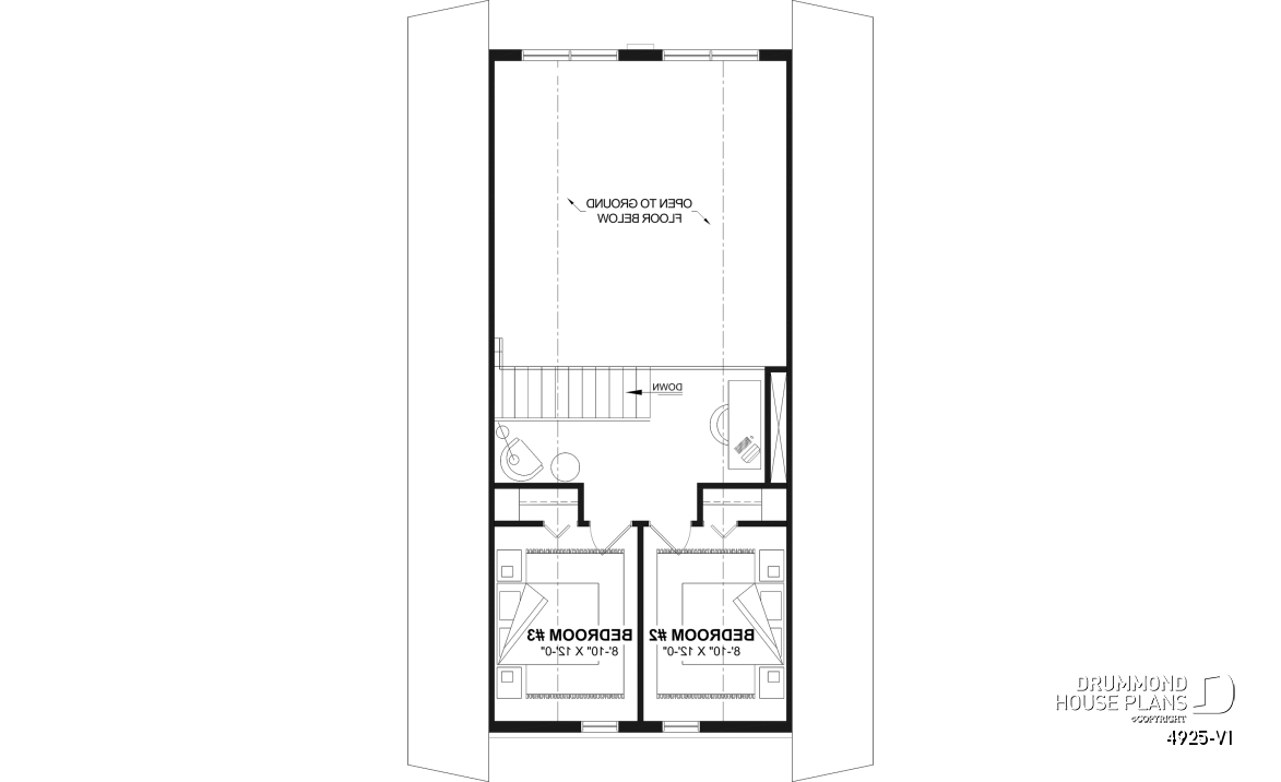 2nd level - Rustic small cabin plan with loft, fireplace, 3 bedrooms, and bright open living ideal for lakefront lot - Whiskey Jack 3