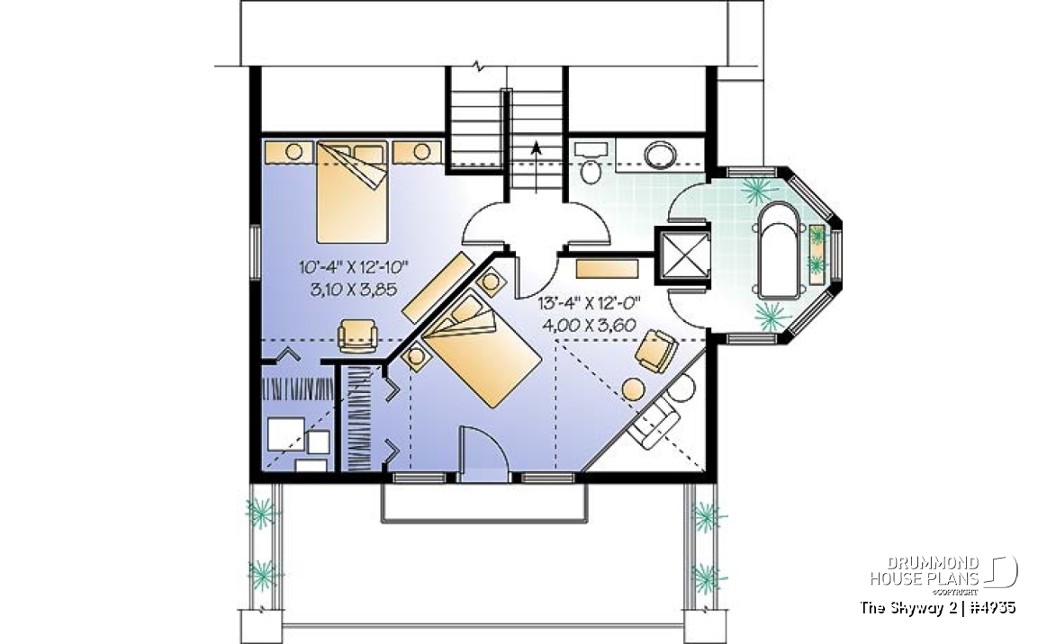 2nd level option 2 - Open floor plan cottage with interior spa area, and 1 or 2 bedroom option - The Skyway 2