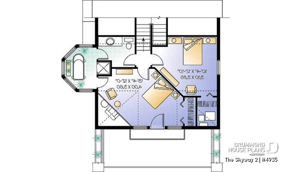 2nd level option 2 - Open floor plan cottage with interior spa area, and 1 or 2 bedroom option - The Skyway 2