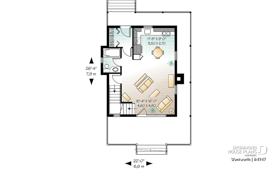 1st level - 3 bedroom country cottage, master bedroom with private balcony, open floor plan concept - Wentworth