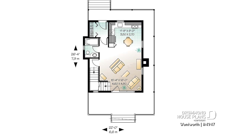 1st level - 3 bedroom country cottage, master bedroom with private balcony, open floor plan concept - Wentworth