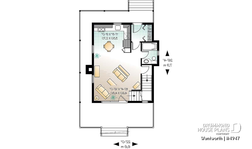 1st level - 3 bedroom country cottage, master bedroom with private balcony, open floor plan concept - Wentworth