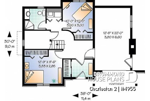 Basement - Ski chalet plan, reverse floor plans, master and living areas on second floor, large fireplace - Charleston 2