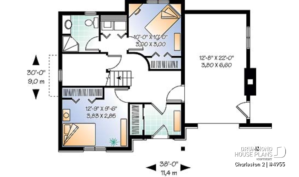 Basement - Ski chalet plan, reverse floor plans, master and living areas on second floor, large fireplace - Charleston 2