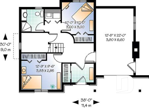 Basement - Ski chalet plan, reverse floor plans, master and living areas on second floor, large fireplace - Charleston 2