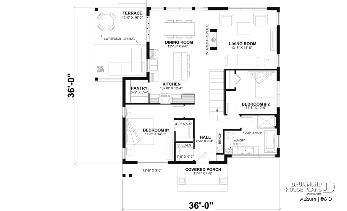 1st level - Charming 3 bedroom Modern Rustic home plan, optional finished basement, home theater and large covered deck - Auburn