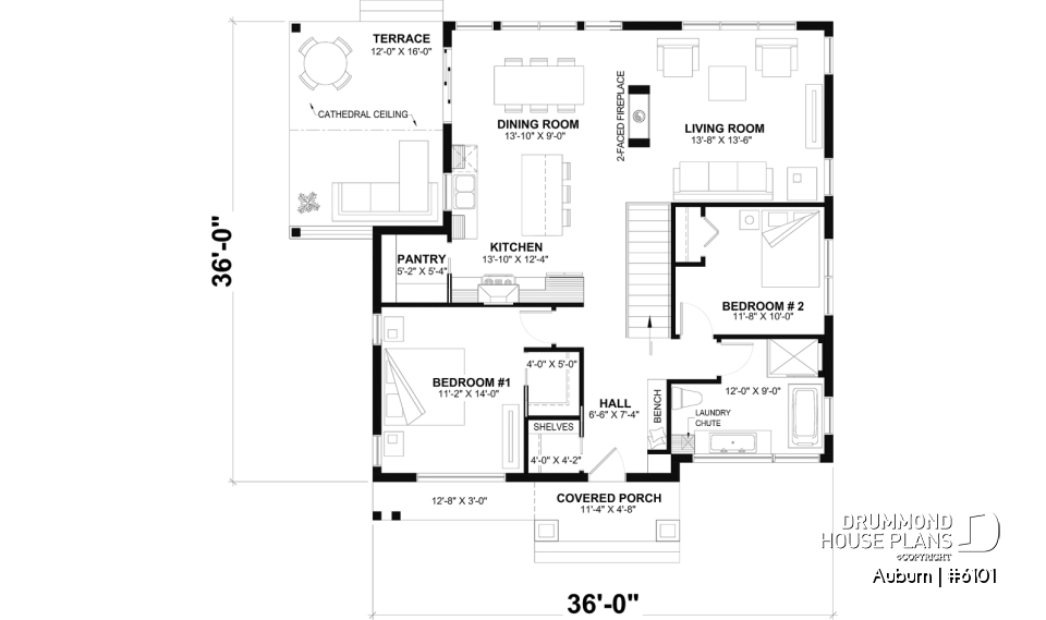 1st level - Charming 3 bedroom Modern Rustic home plan, optional finished basement, home theater and large covered deck - Auburn