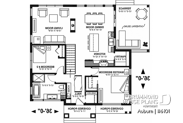 1st level - Charming 3 bedroom Modern Rustic home plan with finished basement incl. home theater, and large covered deck - Auburn