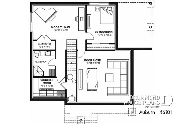 Basement - Charming 3 bedroom Modern Rustic home plan with finished basement incl. home theater, and large covered deck - Auburn