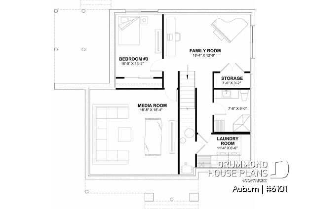 Finished basement (Optional $) - Charming 3 bedroom Modern Rustic home plan, optional finished basement, home theater and large covered deck - Auburn