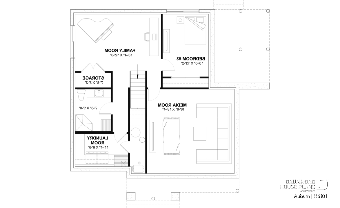 Finished basement (Optional $) - Charming 3 bedroom Modern Rustic home plan, optional finished basement, home theater and large covered deck - Auburn