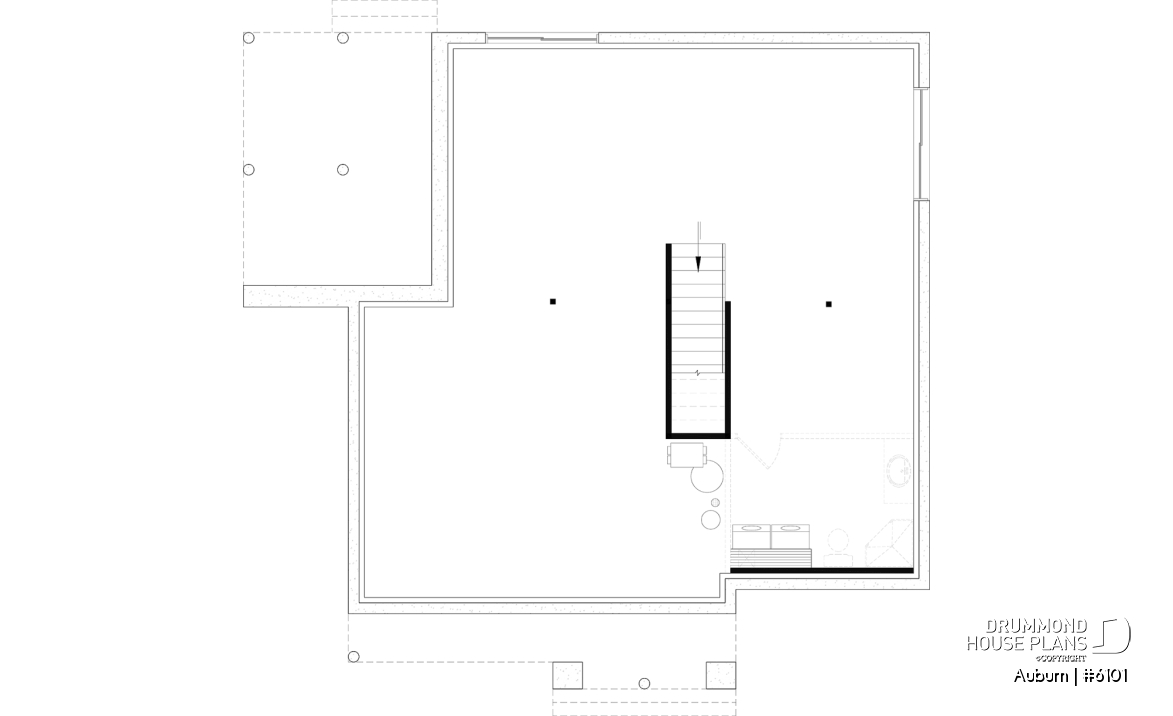 Unfinished basement - Charming 3 bedroom Modern Rustic home plan, optional finished basement, home theater and large covered deck - Auburn