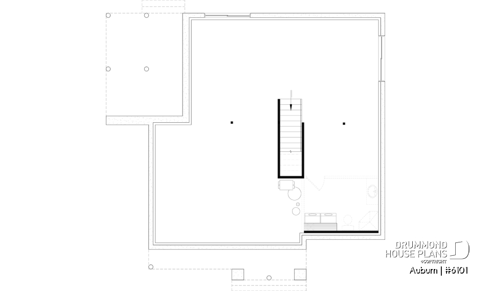 Unfinished basement - Charming 3 bedroom Modern Rustic home plan, optional finished basement, home theater and large covered deck - Auburn