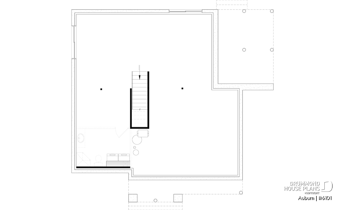 Unfinished basement - Charming 3 bedroom Modern Rustic home plan, optional finished basement, home theater and large covered deck - Auburn