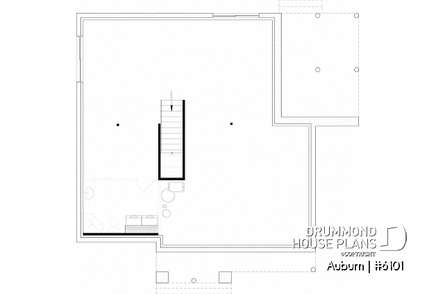 Unfinished basement of house plan 6101 Unfinished basement - Charming 3 bedroom Modern Rustic home plan, optional finished basement, home theater and large covered deck - Auburn