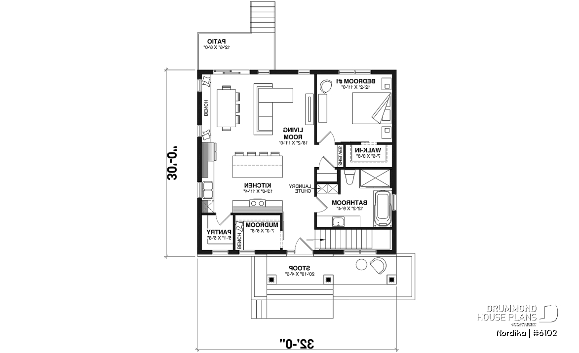 1st level - NORDIKA 6102 Ranch Home Plan: Flexible 1–3 Bedroom Modern Farmhouse with Optional Finished Basement - Nordika