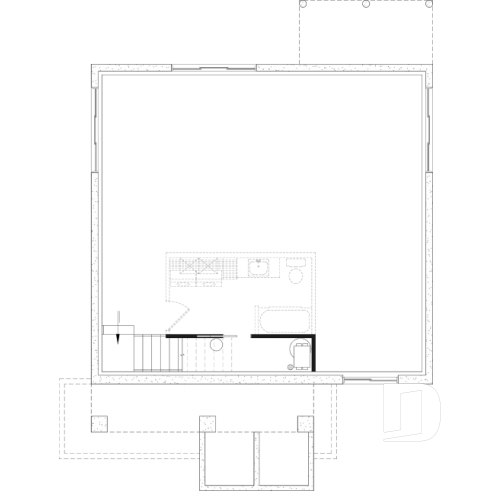 Unfinished basement - NORDIKA 6102 Ranch Home Plan: Flexible 1–3 Bedroom Modern Farmhouse with Optional Finished Basement - Nordika