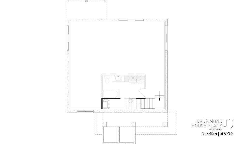 Unfinished basement - NORDIKA 6102 Ranch Home Plan: Flexible 1–3 Bedroom Modern Farmhouse with Optional Finished Basement - Nordika