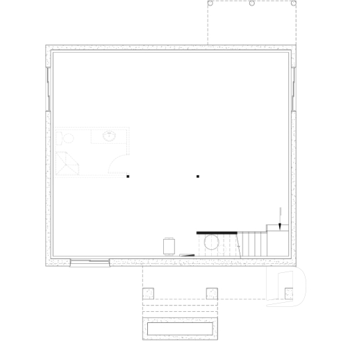 Unfinished basement - Compact Modern Rustic Home Plan with 2–4 Bedrooms, Open Living Space and Covered Porch - Nordika 2