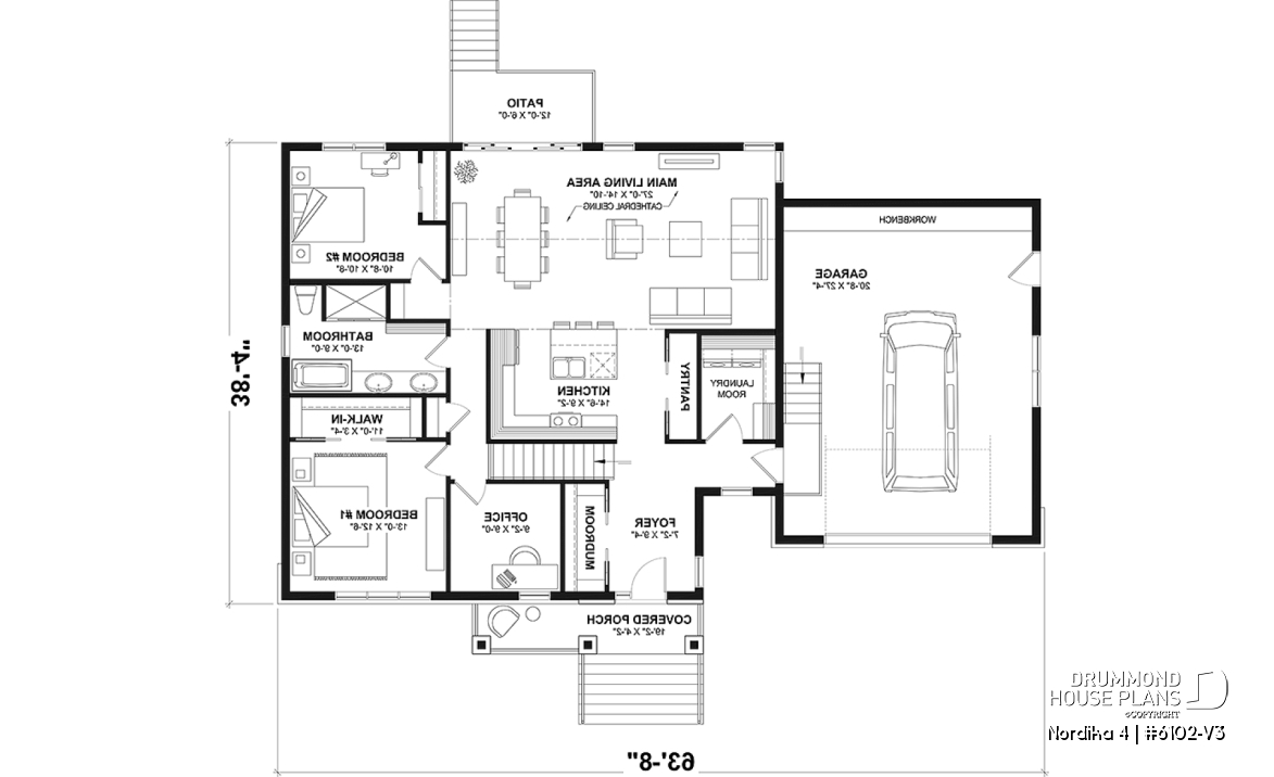 1st level - Nordic Craftsman Home Plan – 3 Bedrooms on One Level, Perfect for Families - Nordika 4