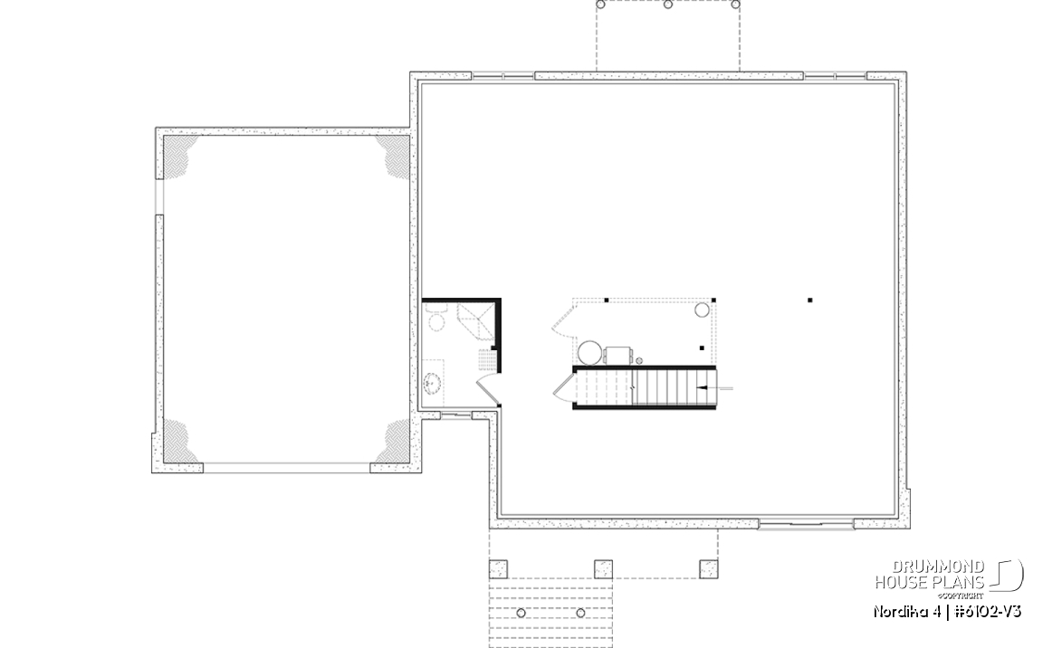 Basement - Nordic Craftsman Home Plan – 3 Bedrooms on One Level, Perfect for Families - Nordika 4