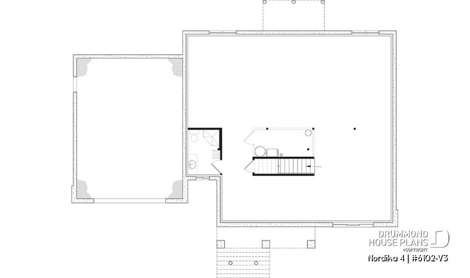 Basement - Nordic Craftsman Home Plan – 3 Bedrooms on One Level, Perfect for Families - Nordika 4