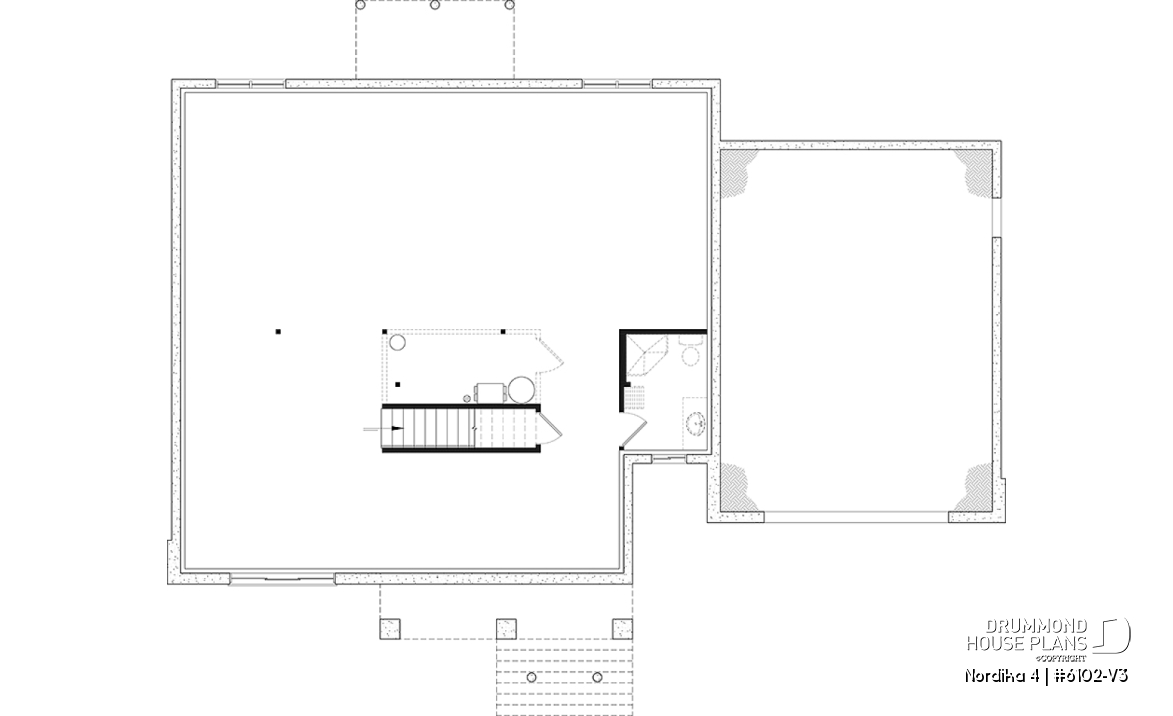 Basement - Nordic Craftsman Home Plan – 3 Bedrooms on One Level, Perfect for Families - Nordika 4
