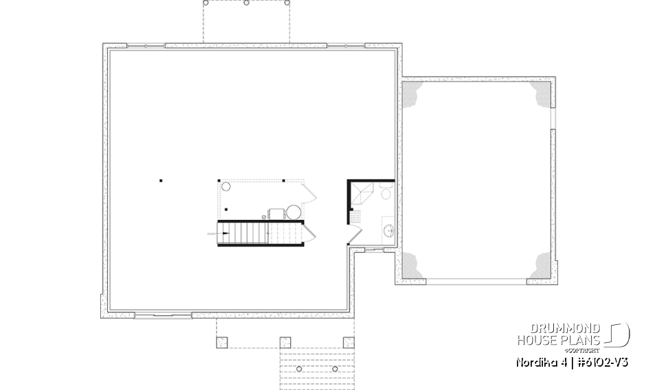 Basement - Nordic Craftsman Home Plan – 3 Bedrooms on One Level, Perfect for Families - Nordika 4