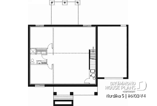 Basement - Craftsman 2 bedroom house plan, one-car garage, open concept, pantry, laundry chute - Nordika 5