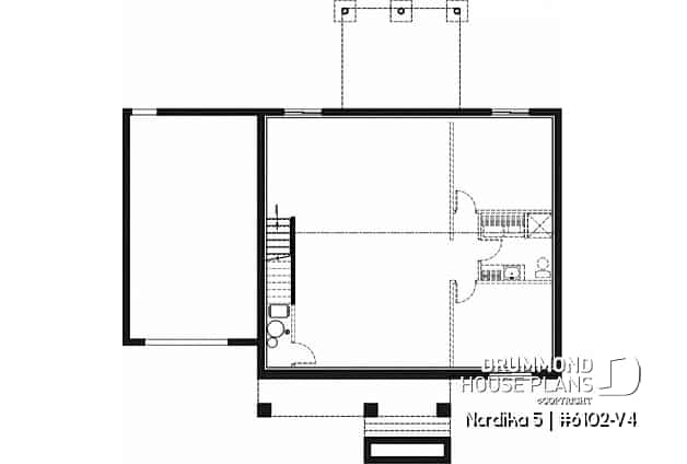 Basement - Craftsman 2 bedroom house plan, one-car garage, open concept, pantry, laundry chute - Nordika 5