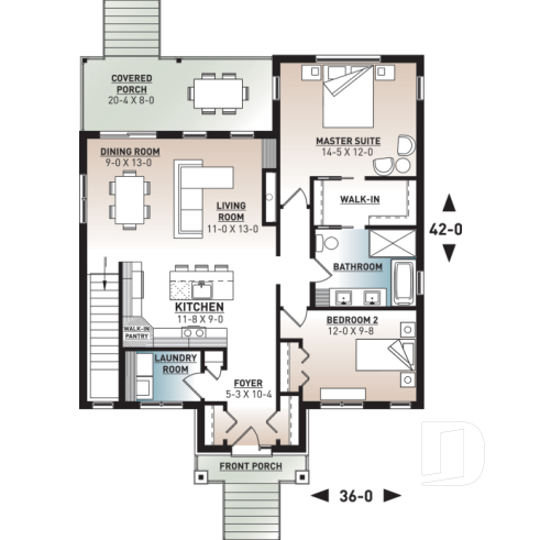 1st level - Modern first home buyer perfect plan, 2 bedrooms, large family bathroom, fireplace, kitchen island  - Chai