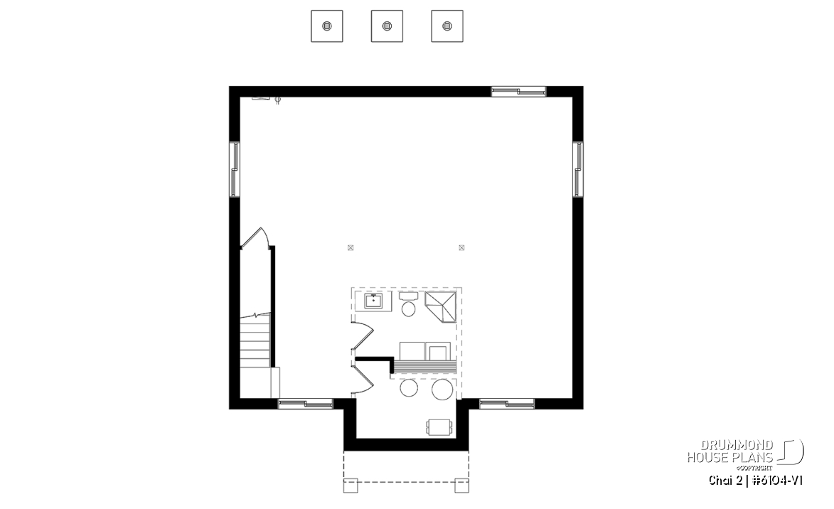 Basement - 2 bedroom affordable ranch style house plan with great kitchen et open floor plan concept - Chai 2