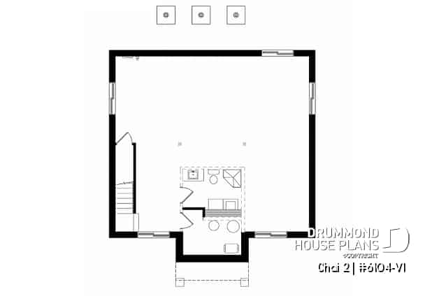 Basement - 2 bedroom affordable ranch style house plan with great kitchen et open floor plan concept - Chai 2